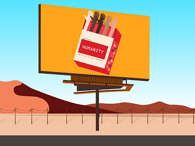 A message. afternoon billboard city desert hills humanity humble illustration message mountains road stars street sun town vector