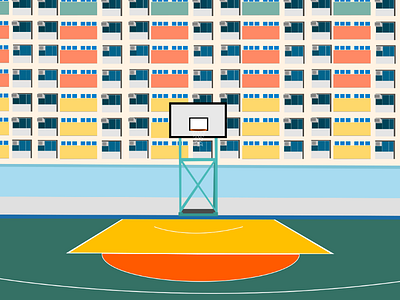 Game of colors. adobe illustrator architecture athlete athletic basketball basketball court buildings colorful complex graphic design hong kong illustration minimalism residential sports visual vivid