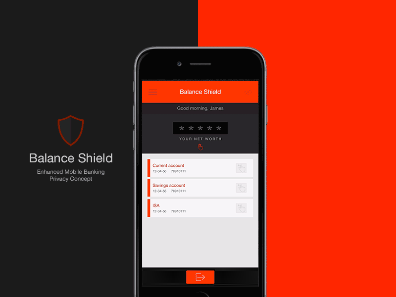 Enhanced Mobile Banking Privacy Concept: Balance Shield bank banking fintech interaction ios mobile snapchat