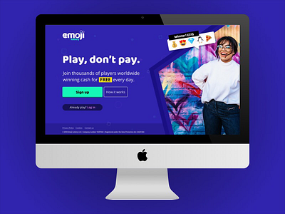 Free Emoji Lottery - Redesigned homepage - Gaming Startup desktop emoji gaming homepage lottery money startup web