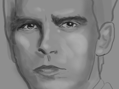 Digital Painting First-Timer brushes downton abbey grayscale photoshop portrait practice trish ward work in progress