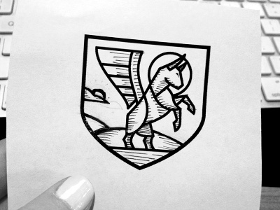 Church Logo Work In Progress bull church logo ox saint luke saint paul scratchboard shield sketch trish ward wing work in progress