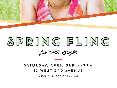 Spring Fling bright chic happy invitation invite kids neutraface spring stripes typography wisdom script