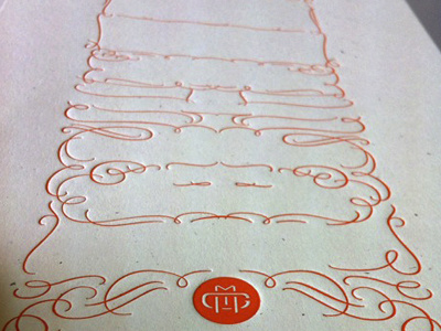 Letterpress american denim filigree hangtag letterpress ornament print production