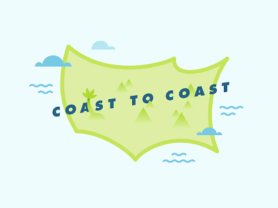 Coast to Coast america clouds geometric illustration simple type usa water