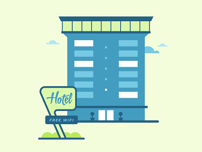 Hotel architecture building geometric hotel illustration internet motel simple