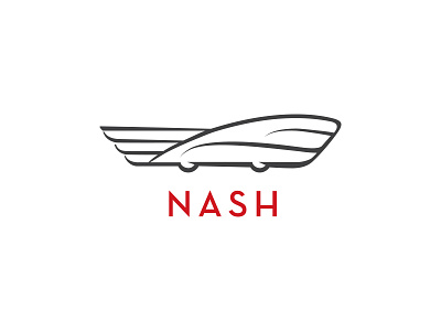 NASH Logo art deco automobile bus logo modern neutraface shuttle streamline wings