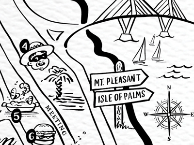 Map Sneak Peak 3 beach boat charleston cintiq city horse house illustration illustrator map palm wedding