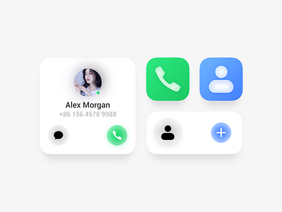 Icon & Calls And Contacts add app blue button chat dialogue green head icon message minimalist telephone ui ux