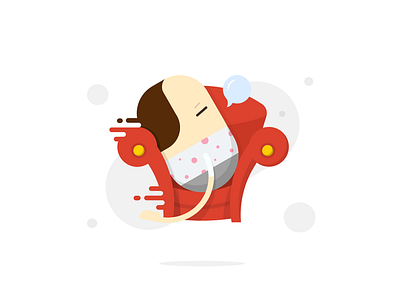Lazy cancer bubble flower clothes ge you hair icon red sleep snoring sofa ui ux