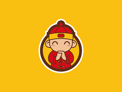 happy new year ancient boy brand hanfu happy icon logo melon hat prince red smile ui ux yellow