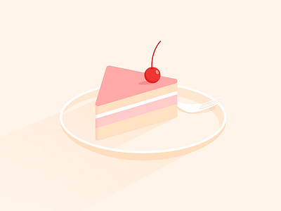 Cream Cake cake cherry cream food fork icon pink plate red triangle ux