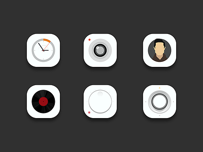 Desktop icon avatar camera clock icon ai music set simple sound white