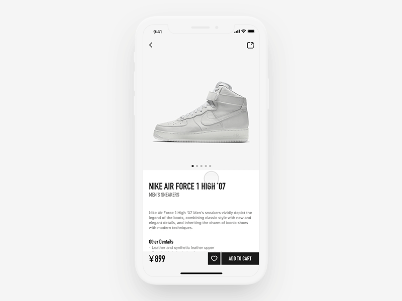 NIKE AIR FORCE 1 HIGN '07 app force icon ios minimalism nike principle shoes snatch ui ux white