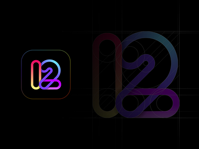 Twelve Font Logo 12 black color digital gradient icon logo ux