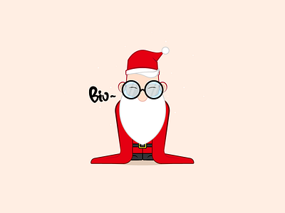 Santa Claus app belt get up glasses hat icon illustration lovely moustache new year pajamas red snow ui ux