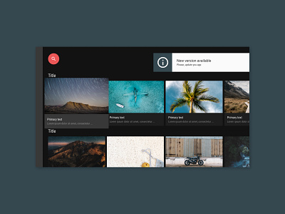 Smart TV ui design patterns. Android TV. Side notifications