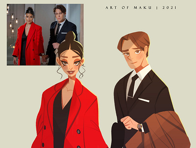 Liza & Enrique - Omega Watch character design characterdesign concept art conceptart illustration illustrator vector