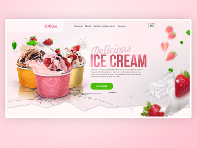 The first screen of an ice cream factory landing page design ui ux web