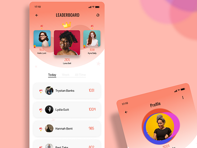 Leaderboard app branding clean colors concept dailyui design figma flat games ios leaderboard mobileapp trending typograpghy ui uiux ux vector web