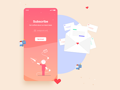 Subscribe 📬 app bg branding clean colors concept dailyui design figma flat ios mail mailboxes mobileapp new subscribe trending typography ui ux