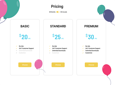 Pricing Plan annually branding buttons cards clean colors concept dailyui figma flatdesign monthly plan price pricing screens trending ui uiux ux vector