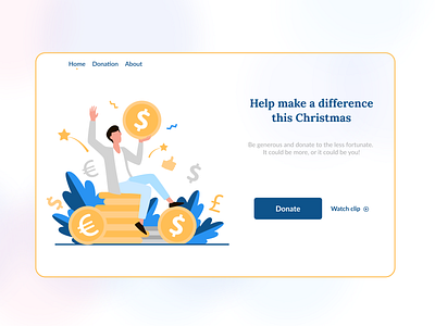 Crowdfunding Landing Page app branding charity clean concept crowd crowdfunding dailyui donate figma flat flatdesign illustration landingpage money page support uiux vector web