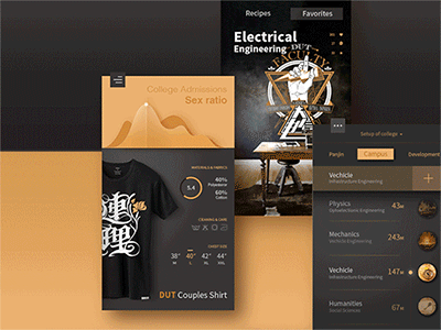 Retro Style UI for my college china debut layout motion music retro rock scroll typography ui university web