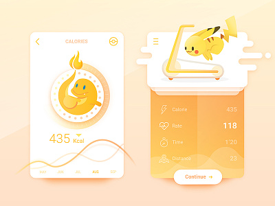 Pokemons Is Everywhere #04 calorie charmander fire fit fitness go pikachu pokemon rate run ui