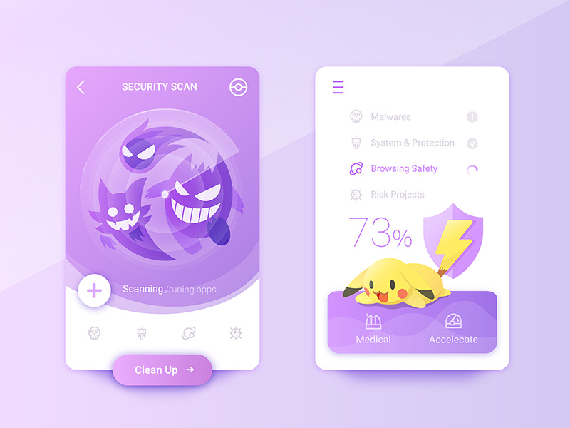 Pokemons Is Everywhere #92#93#94 ghost accelerate medical risk safe clean scan ui pikachu gengar haunter gastly