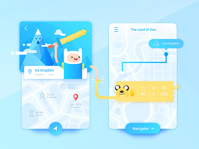 Map App of Fin & Jake adventure adventure time app candy cartoon china fin find map navigation travel ui