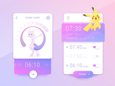 Pokemons is everywhere #150 alarm app clock mewtwo pikachu time timer ui