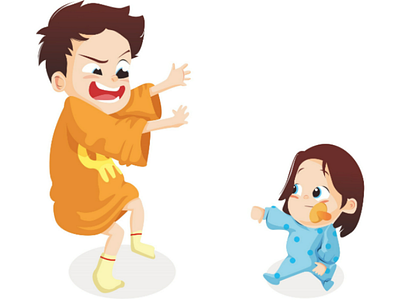 Brother and little sister art boy cartoon character character design child cute design girl illustration young