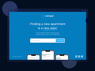 Rentpal Waitlist Desktop website app design flat landing page minimal ui ux waitlist web