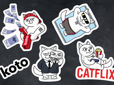 koto stickerpack anonymous bank cat character gift illustration koto mascot mascot design money gun pack sticker