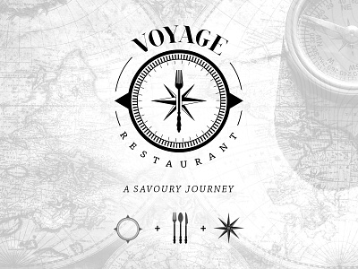 Voyage Restaurant Logo Design brand identity branding compass logo logo design restaurant branding restaurant logo voyage