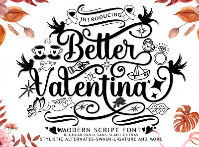 Better Valentina Font Duo branding cand font graphic design logo script wedding