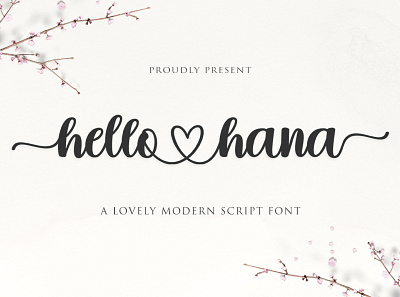 Hello Hana Script 3d branding graphic design logo modern script wedding