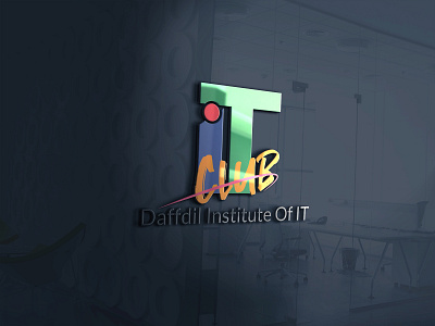 IT Club logo design Daffodil Institute of IT clean design flat graphic design illustration lettering logo logo deisgn minimal