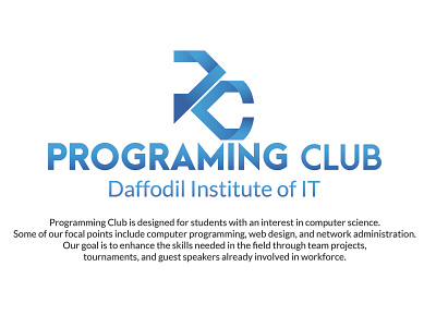 Programing Club logo design of Daffodil Institute of IT clean design flat graphic design lettering logo logo deisgn minimal