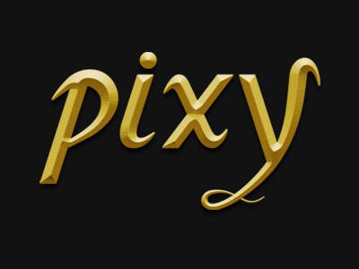 pixy logo gold hand drawn lettering logo metalic sans serif script type