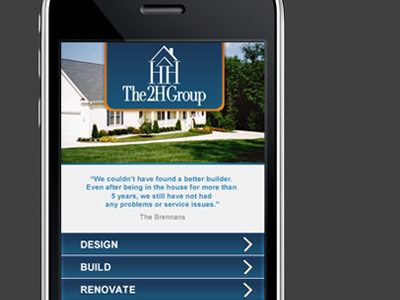 The 2H Group Construction design homepage mobile navigation web website wordpress