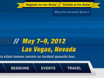 Car Show Site Header date and time exhibit header metal navigation register ribbon web design website