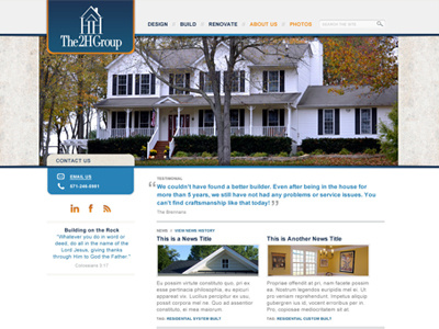 The 2H Group Homepage construction company design homepage image feature small site