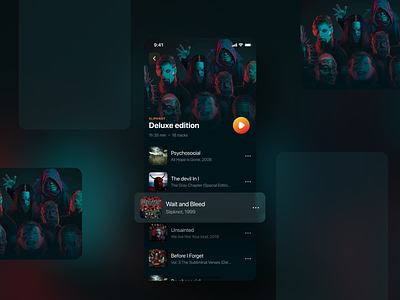 Music App cells dark theme dark theme ui music music app music player player slipknot uiux design