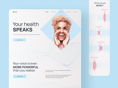 Medical website / Sonde Health blue covid covid 19 dental design design app design system girl health illustration medical smile ui uiux uiux design voice waves webdesign