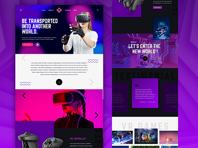 VR Landing Website UIUX 3d adobe xd branding clean design game gradient graphic design illustration landing modern professional style trendy virtual reality vr vr gaming website