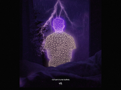 Là fuori è una bufera. art artist artwork graphic illustrator lowpoly lowpolyart photoshop purple thunderstorm