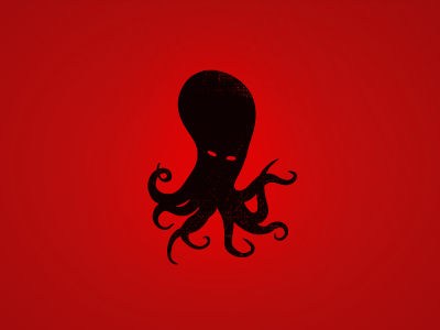 Midnight Octopus in the Sea of Blood animal black death evil illustration ocean octopus red sea silhouette squid swim tentacles texture water