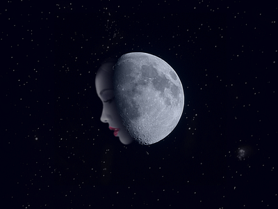 Luno face fade lips moon sky stars